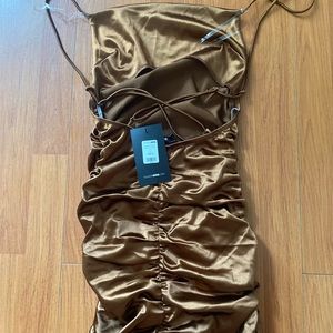 Brown satin fashion nova dress